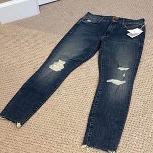 MOTHER Dark Blue Distressed Ankle Jeans